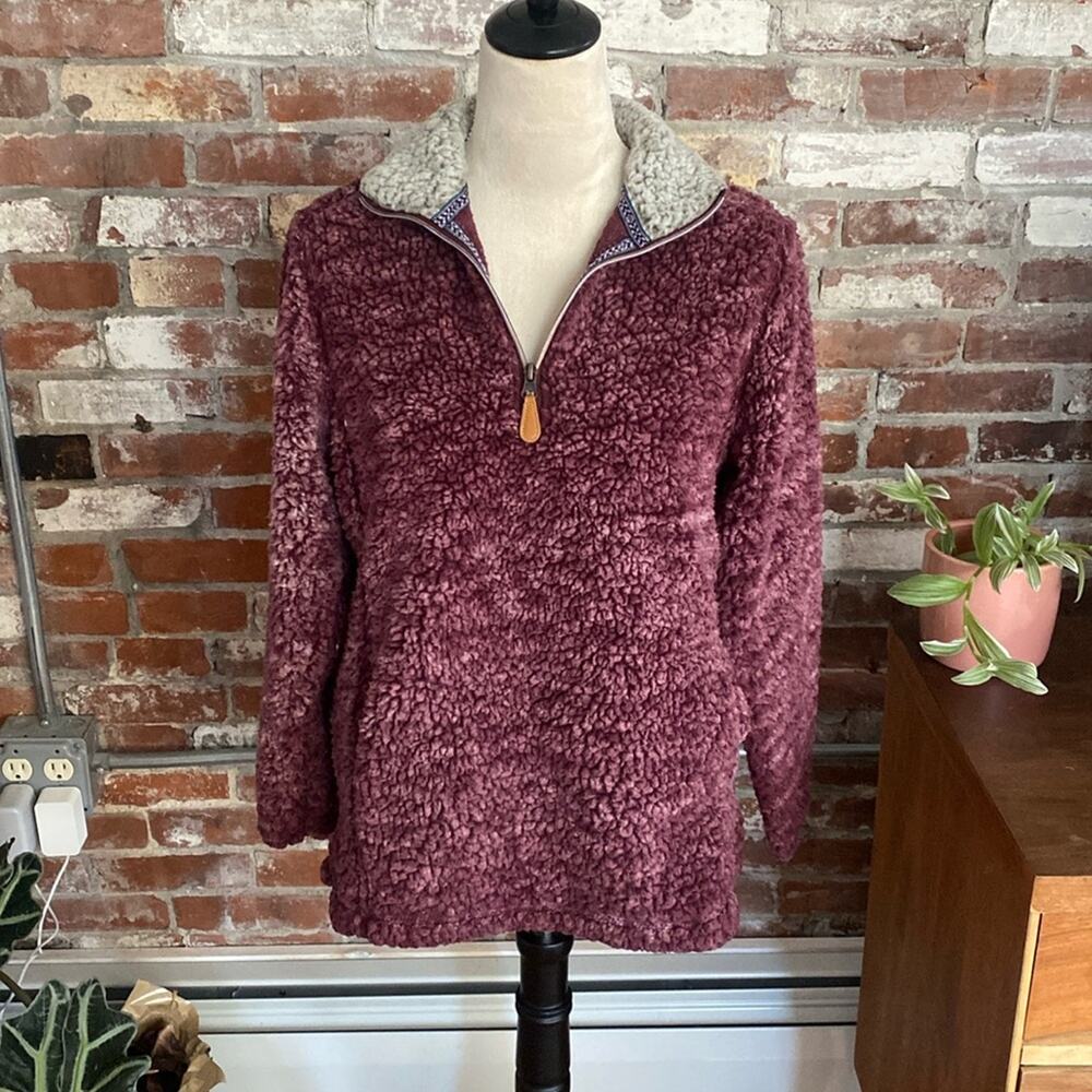 Hordic Fleece Purple Sherpa Pull Over Quarter Zip Long Sleeve  Sweater Size XS